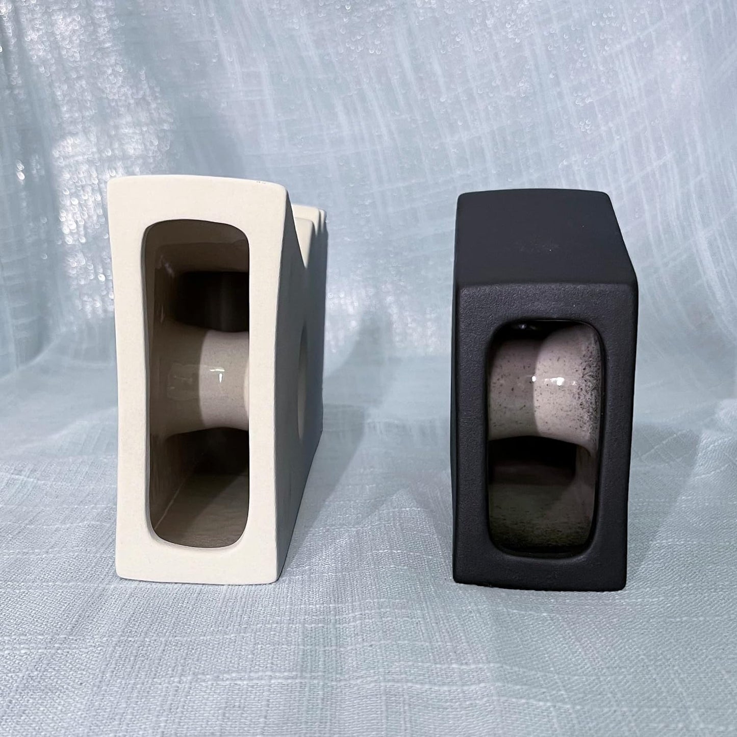 Ceramic Set of 2 Modern Black and White Vases for Home Decor