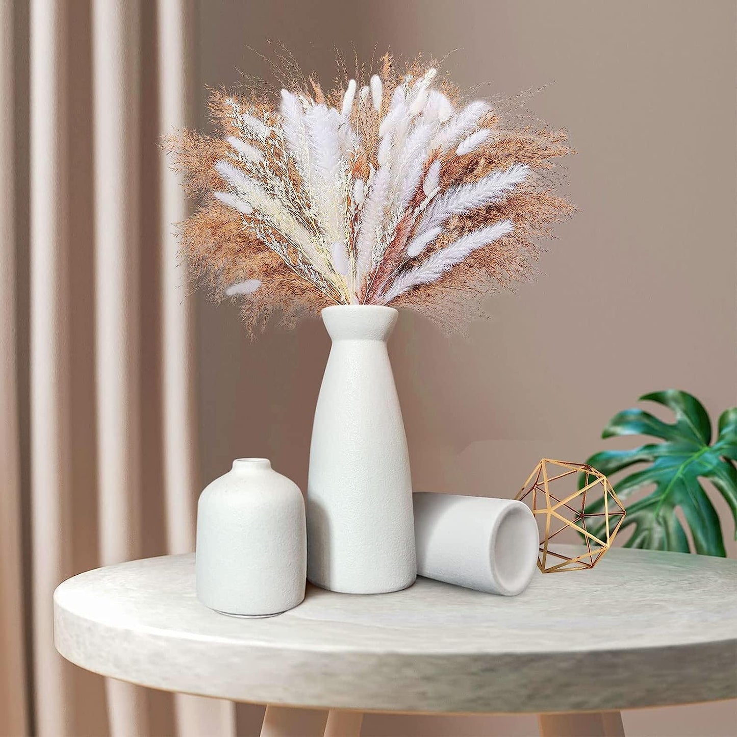 Ceramic Set of 3 Modern White Vases for Home Decor