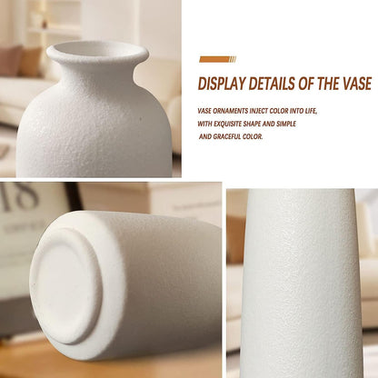 Ceramic Set of 3 Modern White Vases for Home Decor