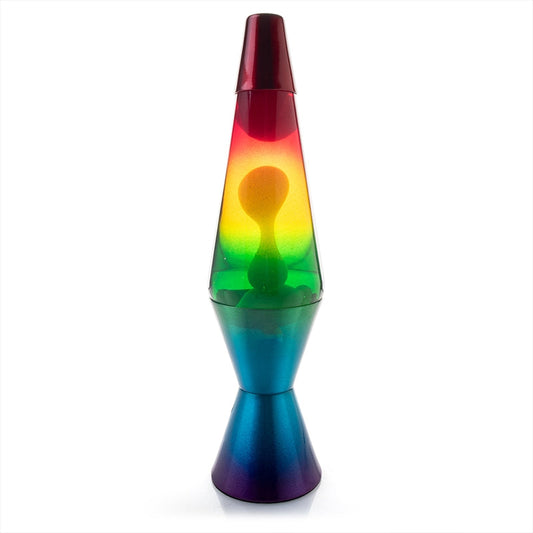 Rainbow Diamond Lava Lamp - Edgy Diamond-Shaped Design with Colorful Graffiti Glass Body