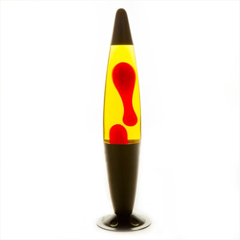 Black Base Lava Lamp with Red Wax and Yellow Liquid – 630ml Floating Light Display