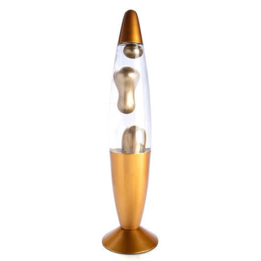 Gold Metallic Lava Lamp - Classic Rocket Shape with Floating Lava Motion and Matching Casing