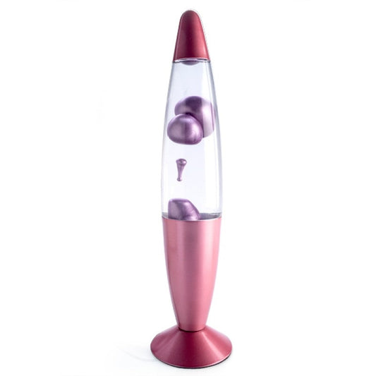 Pink Metallic Lava Lamp - Classic Rocket-Shaped Design With Stunning Floating Magma Motion