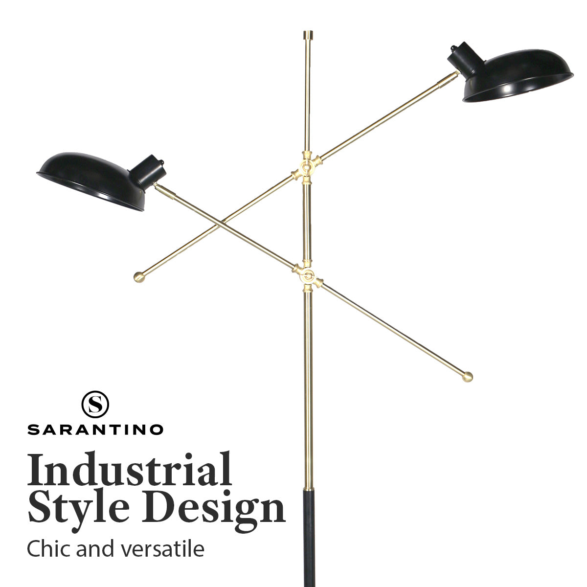 Sarantino Adjustable Two Light Lamp Black and Gold Finish