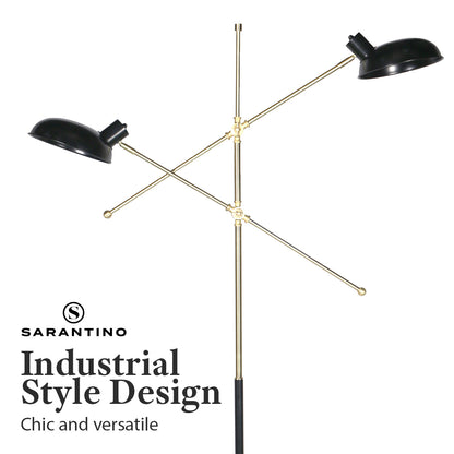 Sarantino Adjustable Two Light Lamp Black and Gold Finish