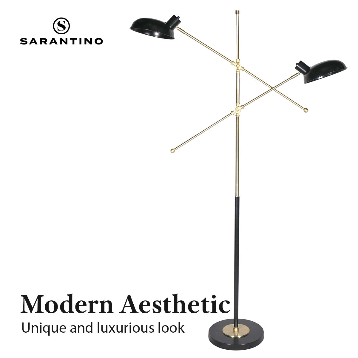 Sarantino Adjustable Two Light Lamp Black and Gold Finish