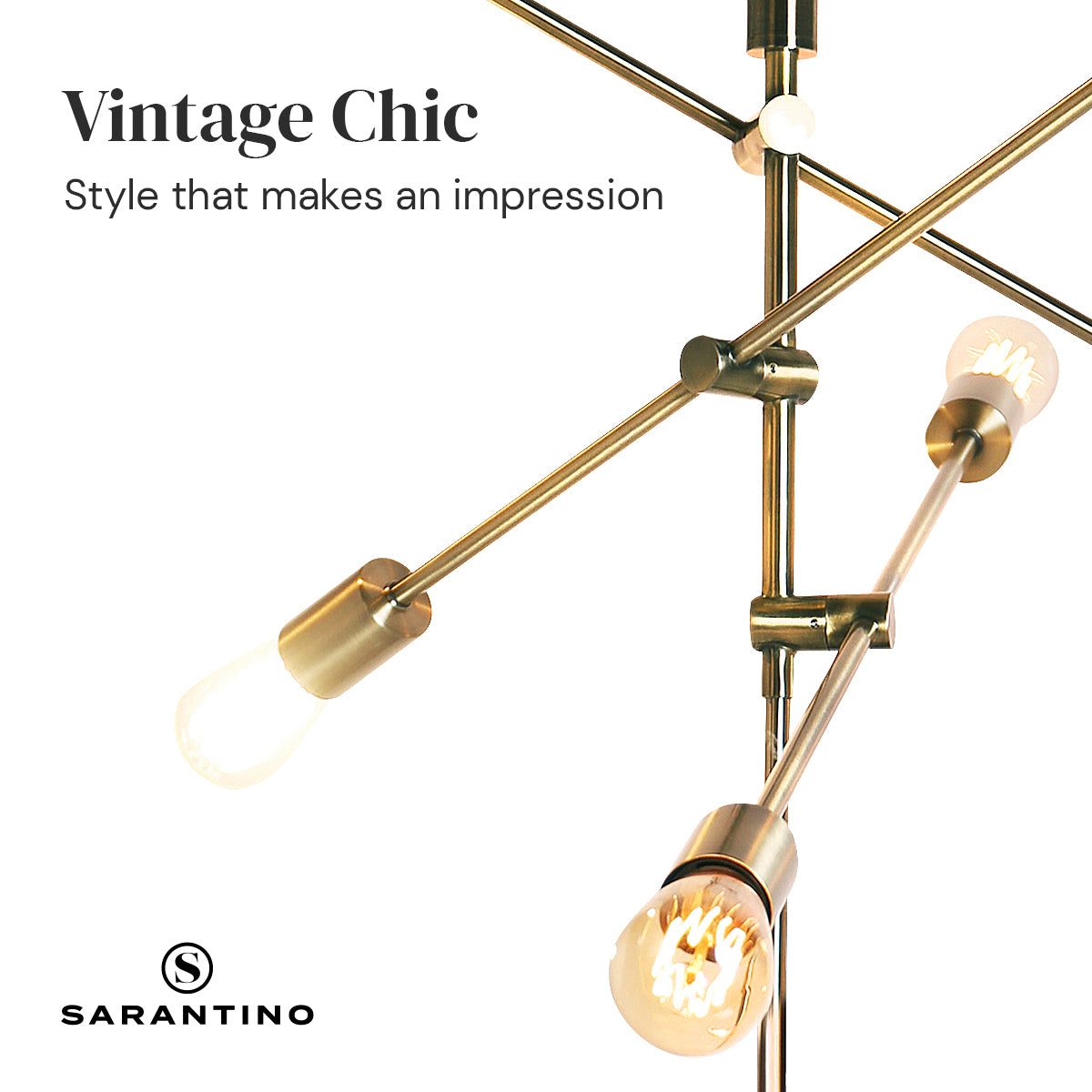 Sarantino 6-Light Adjustable Arm Metal Sputnik Floor Lamp with Antique Brass Finish