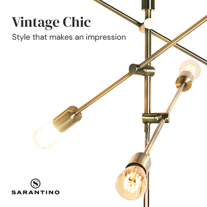 Sarantino 6-Light Adjustable Arm Metal Sputnik Floor Lamp with Antique Brass Finish