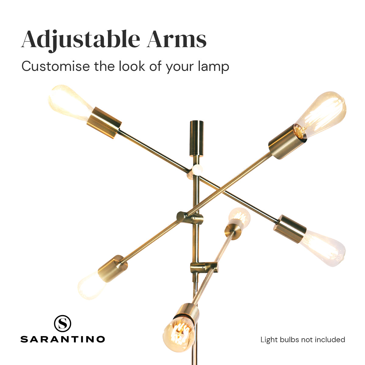 Sarantino 6-Light Adjustable Arm Metal Sputnik Floor Lamp with Antique Brass Finish