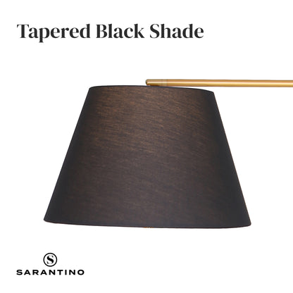 Sarantino 3-Leg Arc Floor Lamp With Tapered Black Shade, Sturdy Metal Base, 106 cm Height