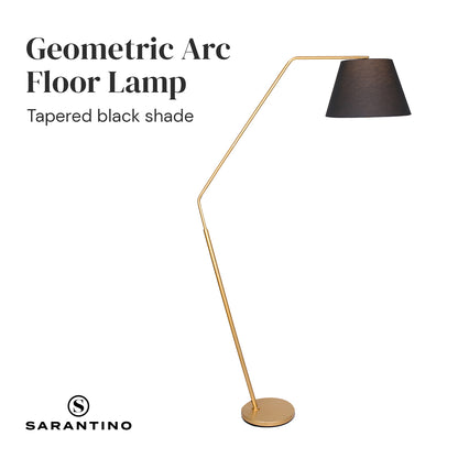 Sarantino 3-Leg Arc Floor Lamp With Tapered Black Shade, Sturdy Metal Base, 106 cm Height