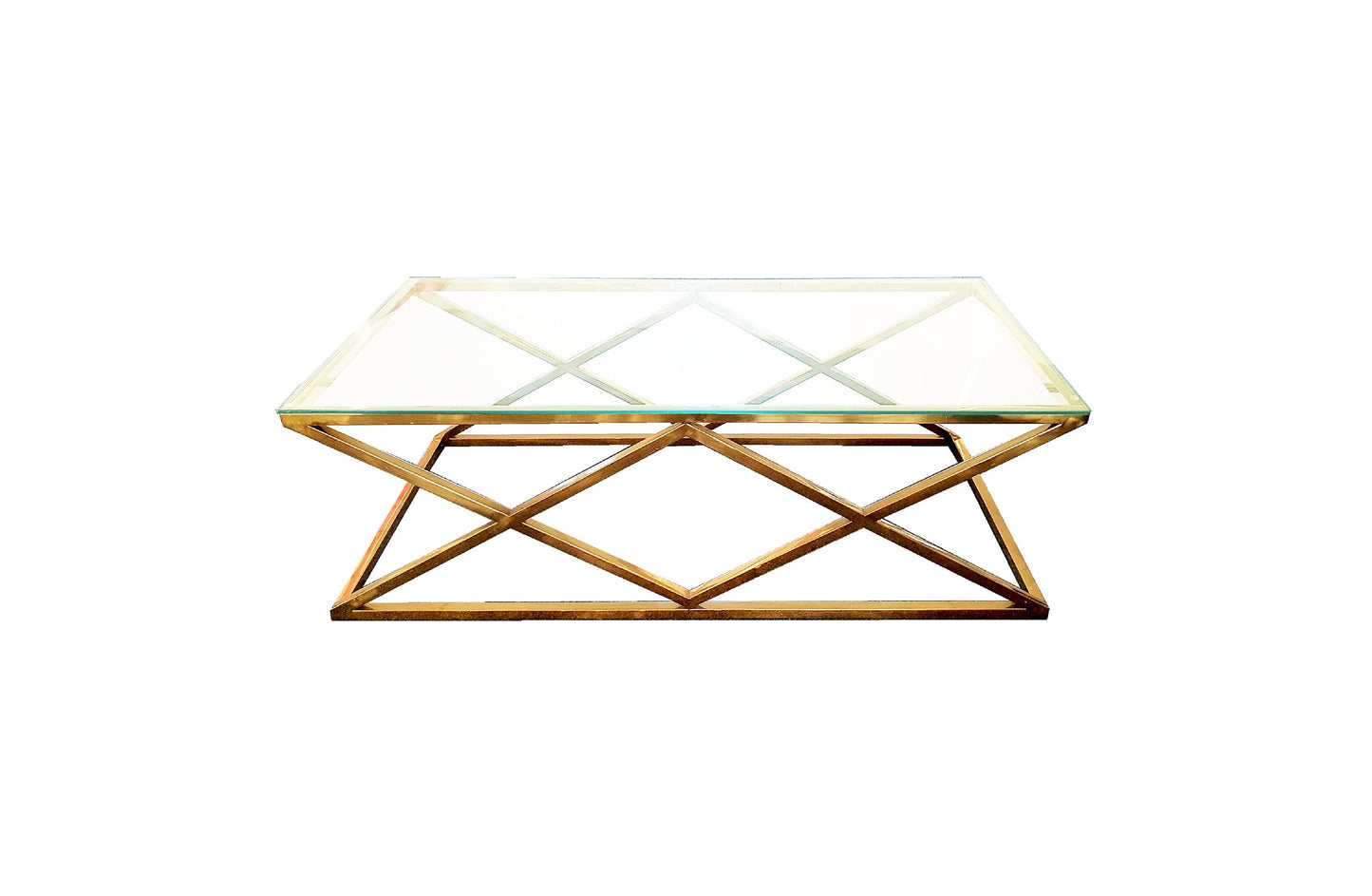 I’m So Boujee Coffee Table – Gold Base with Clear Glass Top