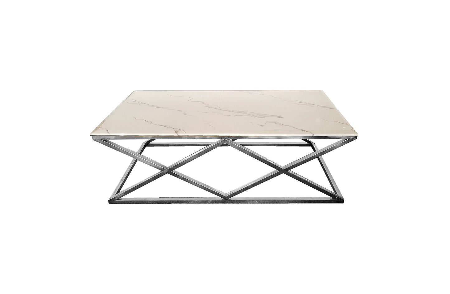 I'm So Boujee Coffee Table - Silver Base and White Marble