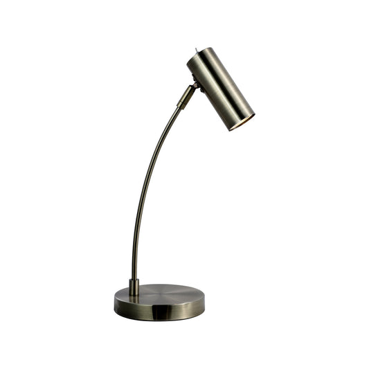 Sarla Table Lamp – Antique Brass, Adjustable GU10 Bulb, 3000K Warm Glow, 47cm Height