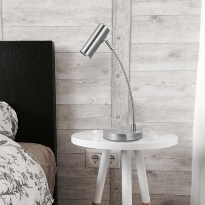 Sarla Table Lamp - Modern Satin Chrome Design with Adjustable Head and Warm 320 Lumen Light