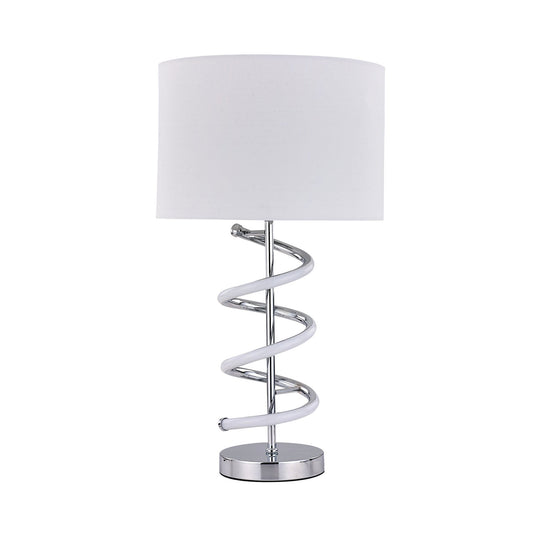 Jeanne Table Lamp With Chrome Base & LED Spiral, 49cm Height, Warm Glow For Modern Interiors