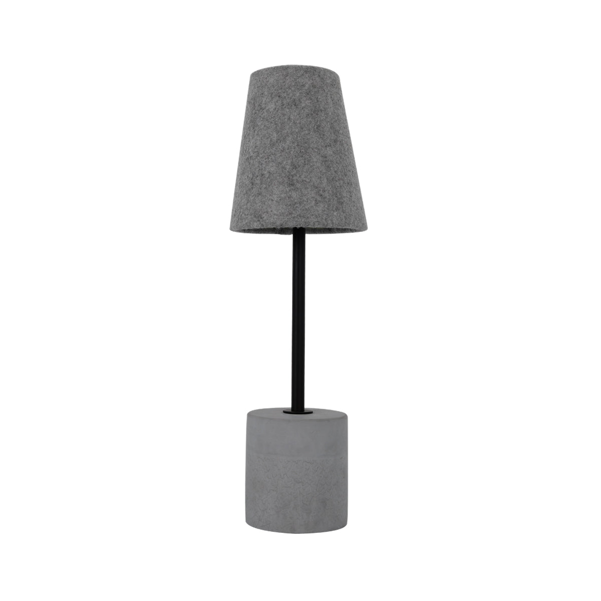 Jerome Table Lamp - Industrial Concrete Base with Grey Felt Shade, 44cm Height, E27 Bulb Socket