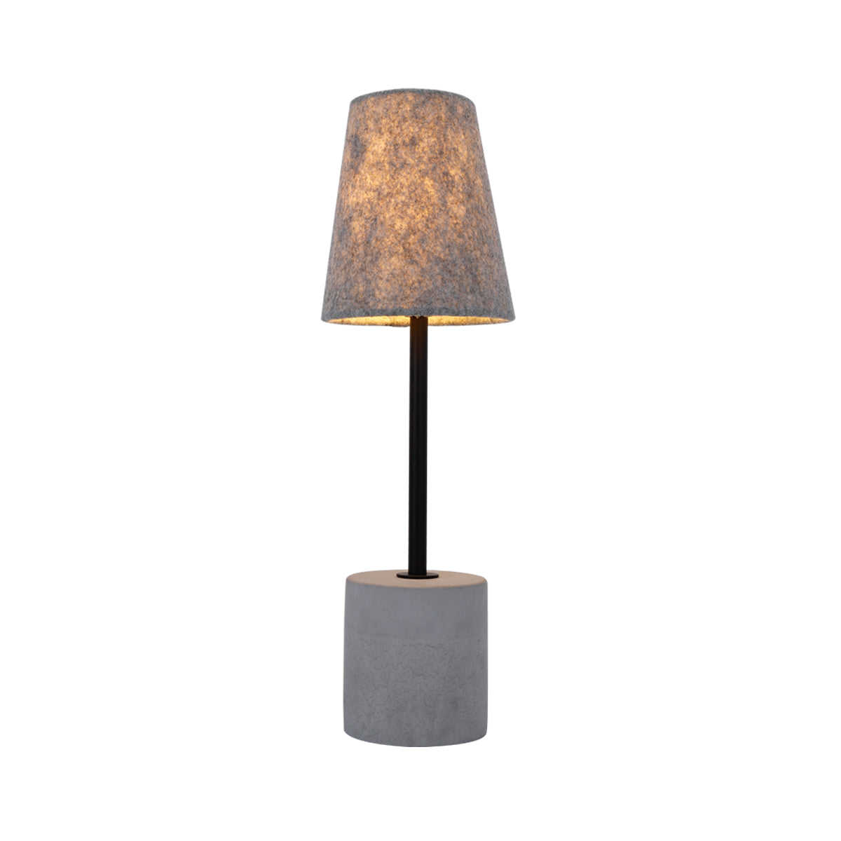 Jerome Table Lamp - Industrial Concrete Base with Grey Felt Shade, 44cm Height, E27 Bulb Socket