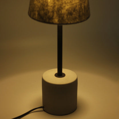 Jerome Table Lamp - Industrial Concrete Base with Grey Felt Shade, 44cm Height, E27 Bulb Socket