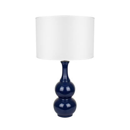 Pattery Barn Table Lamp - Stunning Blue Ceramic Base, White Shade, 60W E27 Bulb, Modern Design