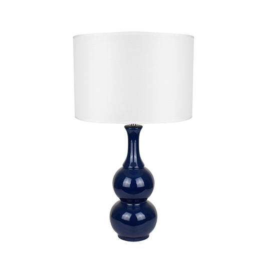 Pattery Barn Table Lamp - Stunning Blue Ceramic Base, White Shade, 60W E27 Bulb, Modern Design