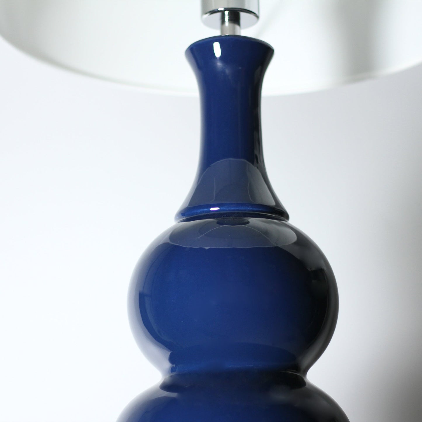 Pattery Barn Table Lamp - Stunning Blue Ceramic Base, White Shade, 60W E27 Bulb, Modern Design