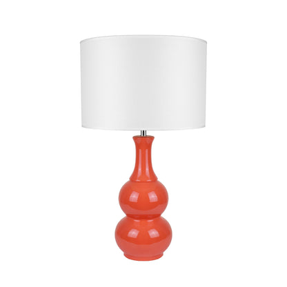 Pattery Barn Table Lamp 370mm Height Orange Ceramic With Chic White Shade E27 60W Max