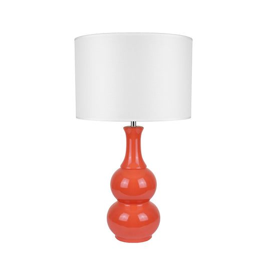 Pattery Barn Table Lamp 370mm Height Orange Ceramic With Chic White Shade E27 60W Max