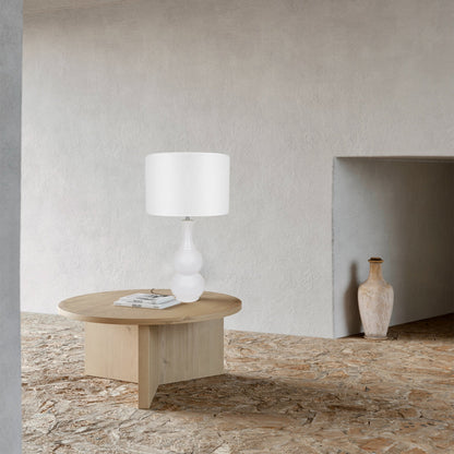 Pattery Barn Table Lamp - Elegant White Ceramic Design with Chrome Accent and Soft Glow