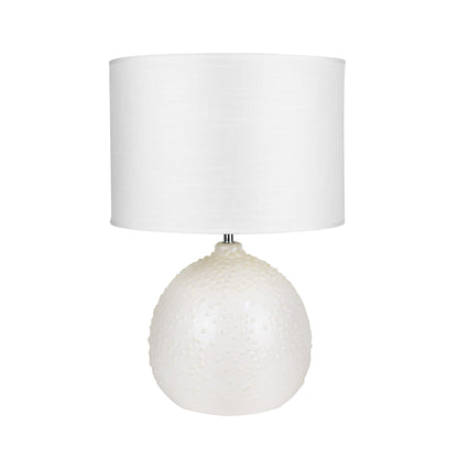 Boden Ceramic Table Lamp - Unique Pearl White Finish with Bubbled Texture and Chrome Stem