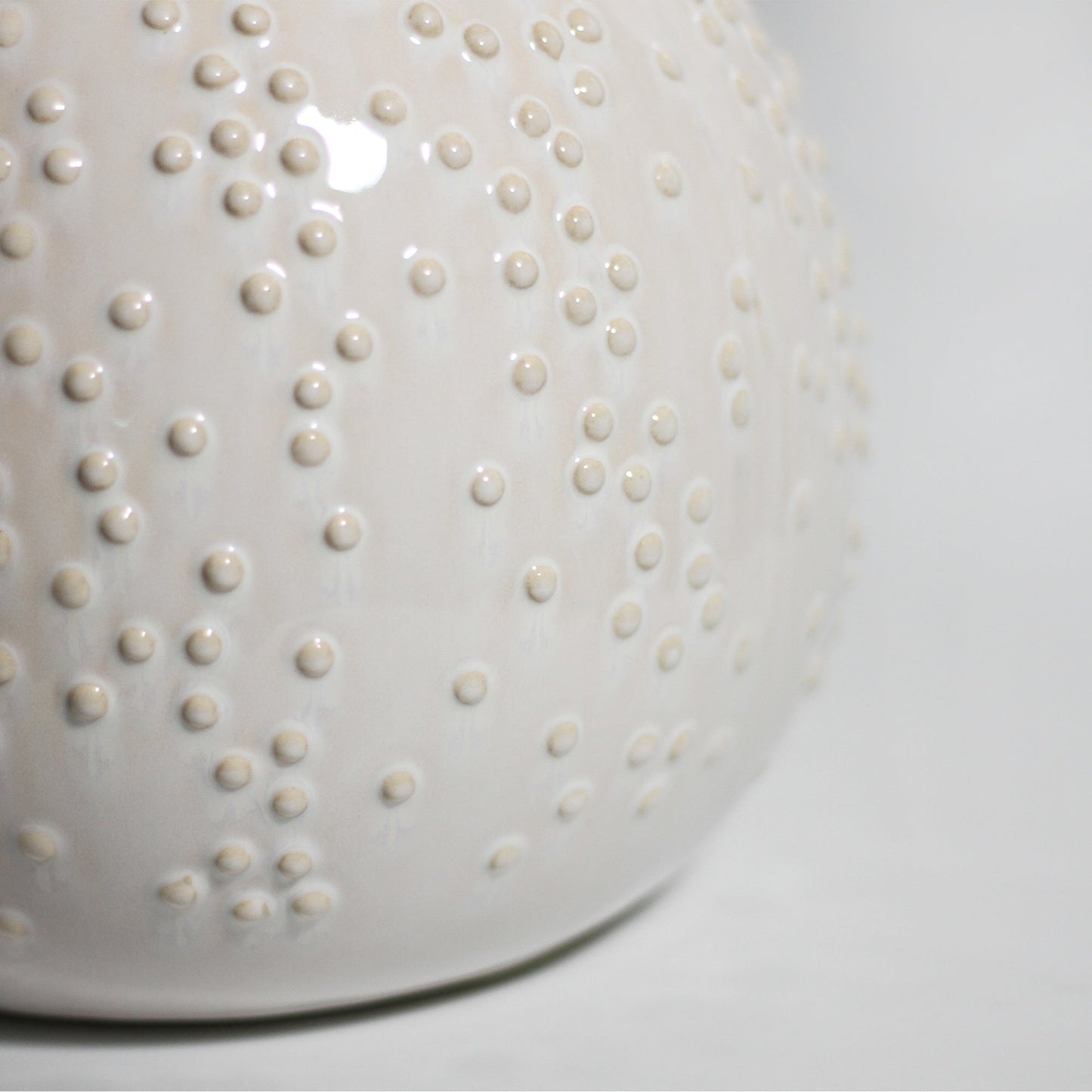 Boden Ceramic Table Lamp - Unique Pearl White Finish with Bubbled Texture and Chrome Stem