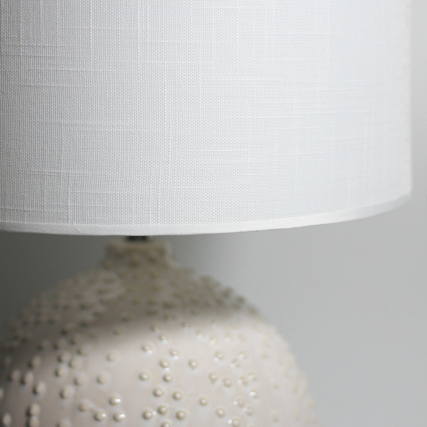 Boden Ceramic Table Lamp - Unique Pearl White Finish with Bubbled Texture and Chrome Stem