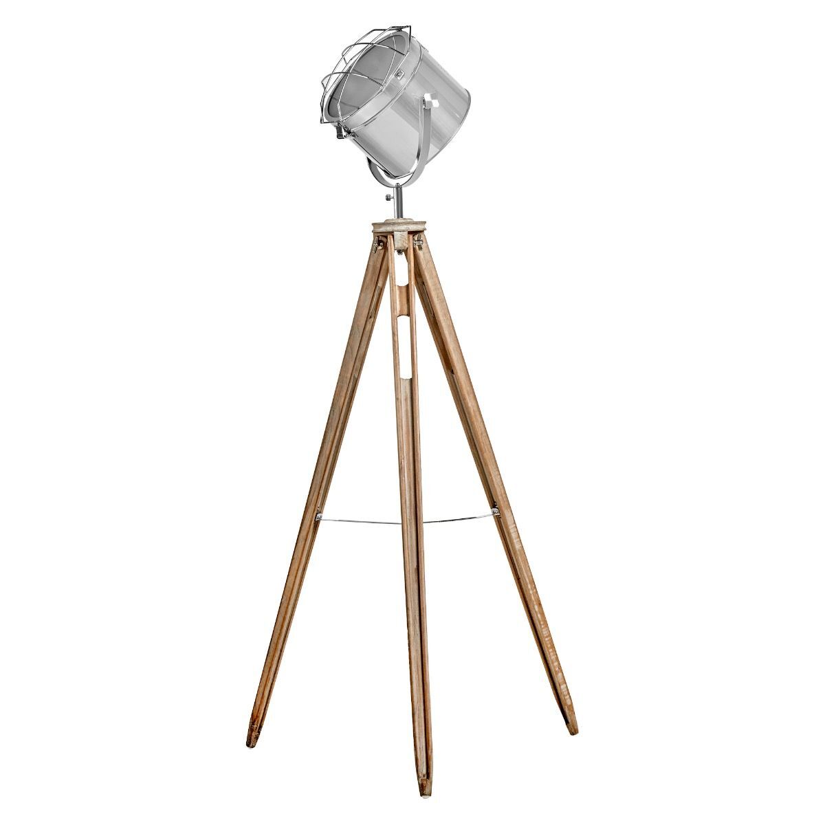 Nautical Tripod Floor Lamp with Chrome Head and Adjustable Light - Modern Industrial Design