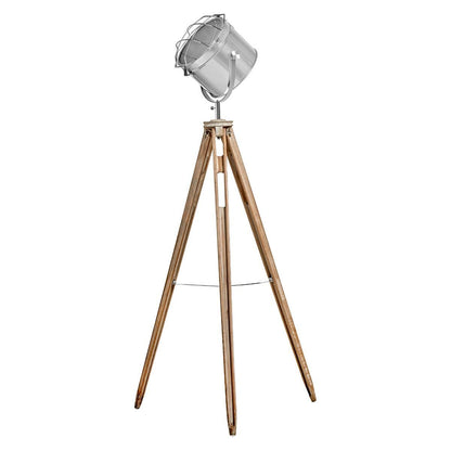 Nautical Tripod Floor Lamp with Chrome Head and Adjustable Light - Modern Industrial Design