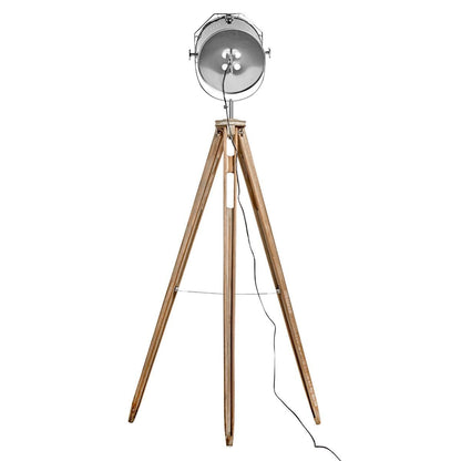 Nautical Tripod Floor Lamp with Chrome Head and Adjustable Light - Modern Industrial Design