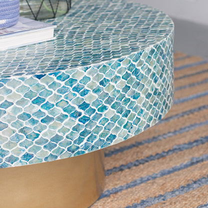 Goa Shell Coffee Table – Island Style with Blue Hued Shell Design