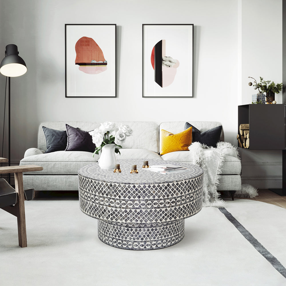 Mother of Pearl - Diamond Round Coffee Table