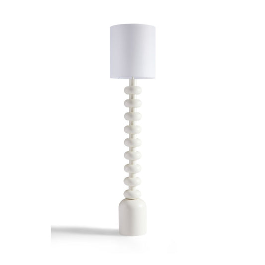 Rory White Floor Lamp - Sculptural Design with Cream Linen Shade & Stable Powder-Coated Base